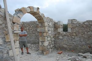 Traditional style internal stone arch, hand cut stone.