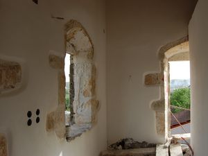 Exposed stonework on doors and windows