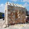 Bus stop rebuilt awaiting roof